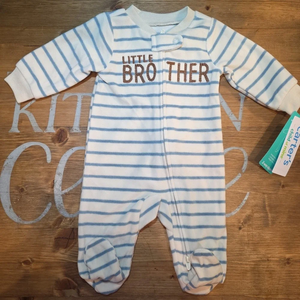 NEW Set Of 4 Carter's Newborn Big Brother Outfits Blue Grey White
